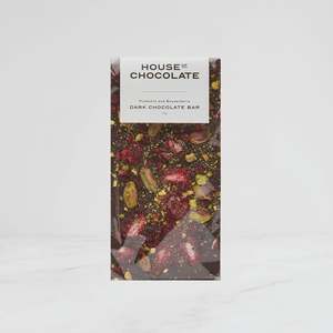 Treats And Cards 1: Pistachio and Boysenberry Dark Chocolate Bar