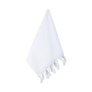Homeware Linen: Textured Tassel Guest Towel - White