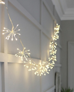 Homeware Seed Lights Led Candles: Starburst Garland Silver 5m Plug In