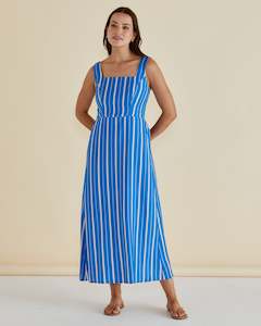Tegan Midi Dress - Blue Stripe