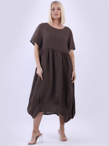 Mila Linen Dress - Chocolate