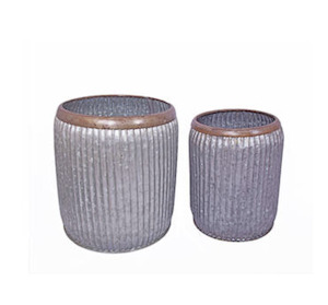 Homeware Faux Plants: Miller Galvanised Barrel Planter - Large