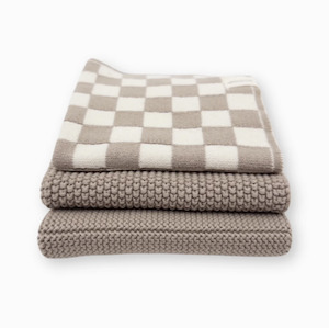 Homeware Kitchen Entertaining: Dishcloth Variety 3pk - Hummus Chequer