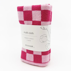 Homeware Kitchen Entertaining: Multi Cloth 2pk - Raspberry Chequer