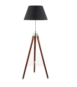 Homeware Lighting: Tripod Floor Lamp with Black Shade