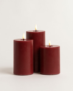 Red 7.5cm Pillar Indoor LED Candle - 12.5cm