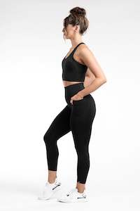 TIGHTS: SIDE POCKET 7/8 TIGHT - BLACK - (HYBRID KNIT)