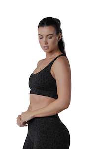 Sports Bra: Cut Out Bra - BLACK LEOPARD | CONTOUR
