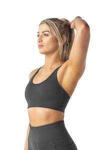 Sports Bra: Cut Out Sports Bra - SHADOW GREY | CONTOUR