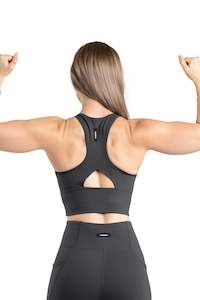 Sports Bra: Cut Out Long Line Bra - SHADOW GREY | CONTOUR