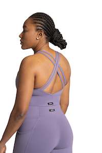 Sports Bra: Strappy Long Line Bra  - PASTEL PURPLE | CONTOUR