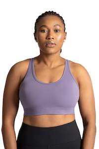 Sports Bra: Cut Out Sports Bra - PASTEL PURPLE | CONTOUR