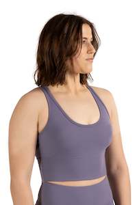 Sports Bra: Cut Out Long Line Bra - PASTEL PURPLE | CONTOUR