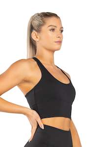 Sports Bra: Cut Out Long Line Bra  - BLACK | CONTOUR