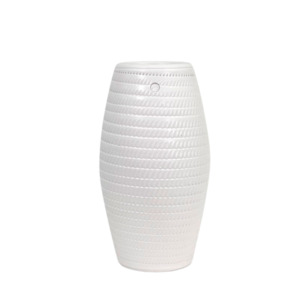 Neutral Plain Glaze Pots: Roulette Bead Satin White