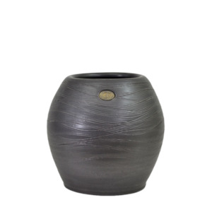 Neutral Plain Glaze Pots: Brushed Rondo Heavy Metal