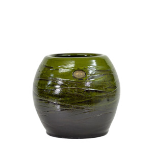 Colourful Plain Glaze Pots: Brushed Rondo Verde