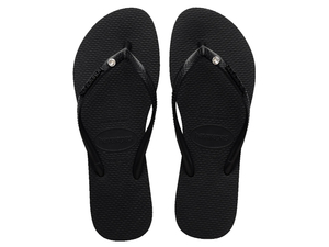Havaianas Slim Crystal Black Metallic Logo