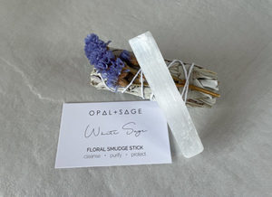 Opal + Sage Floral Smudge Stick Moss & Co