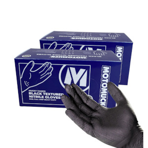 254 Gloves Sales NZ Web: Combo 2 x  Black Textured Nitrile Gloves, 8Mil Full grip Super Extra Heavy Duty + Reusable