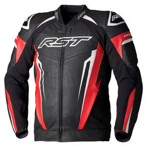 Leather Jackets: RST TRACTECH EVO 5 CE LEATHER JACKET [RED/BLACK/WHITE]