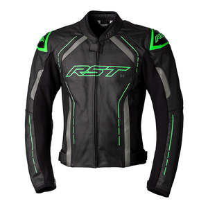 RST S1 CE LEATHER JACKET [BLACK/GREY/NEON GREEN]