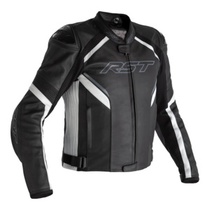 Leather Jackets: RST SABRE CE LEATHER JACKET [BLACK/WHITE]