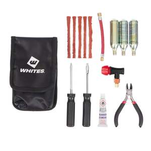 Tyre Tools: Whites Puncture Repair Kit - Compact (Seals, CO2, Tools, Glue, Bag)