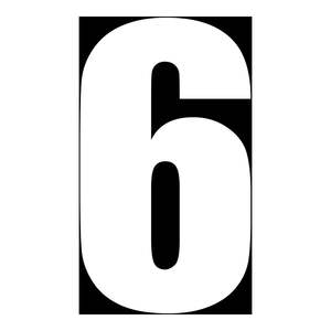 Race Numbers: Whites Race Number - White #6 (10 Pack)