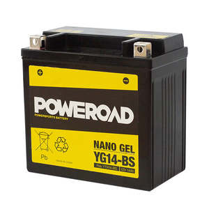 Batteries: YG14-BS Non-DG Nano Gel Battery Poweroad. Alt: YTX14BS ^ (CYG14BS)