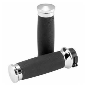 Fuel Cans: CUSTOM CONTOUR GRIPS IN CHROME FOR 1974-2023 HARLEY DAVIDSON
