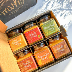 Products: Six Honey Gift Box Raw, Native New Zealand Honey Gifts