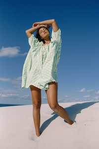 Womens Tees 1: Chloe Summer Dress - Seafoam Cotton Stripe