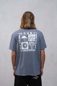 Mount Longboards: Mt Maunganui Surf Poster Tee - Denim