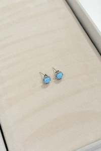 Blue Opal Stud Earrings
