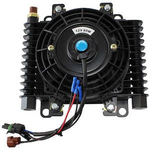 Oil System: AEROFLOW Competition Oil & Transmission Cooler -10 ORB, 10" x 7-1/2" x 3-1/2", with Fan & Switch