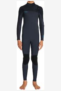 O'NEILL BOYS HYPERFREAK CHEST ZIP FULL 4/3MM WETSUIT - GUNMTL/BLK/GUNMTL