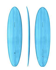 Mid Length Fun Board: THE MOE - THUNDERBOLT RED - BLUE - 7'4"