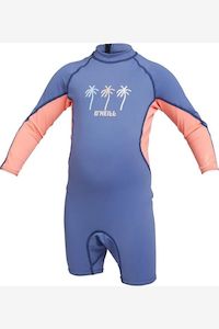 O'NEILL GIRLS TODDLER SPF LONG SLEEVE SPRING RASHSUIT - BLUE ICE