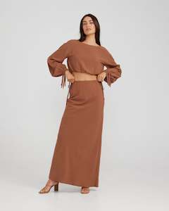 Skirts: BETHANY MAXI SKIRT - BROWN
