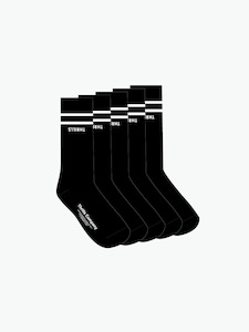 Essentials: MINIMAL THRILLS 5 PACK SOCK - BLACK