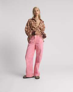 ONE TEASPOON JACKSONS MID WAIST WIDE LEG JEANS - PINK KISS