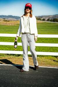 BRIXTON HUDSON LOUNGE PANT - AZURE BLUE GINGHAM