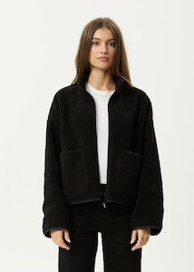 W Sweatshirts Jackets: AFENDS BERLIN REVERSIBLE POLAR FLEECE JACKET - BLACK