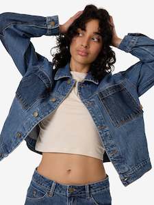 W Sweatshirts Jackets: THRILLS BAILEY JACKET - TWO TONE BLUE