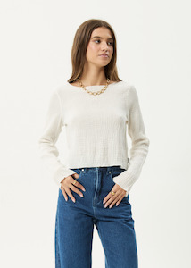 Tops: AFENDS FOCUS - SEERSUCKER LONG SLEEVE TOP - OFF WHITE