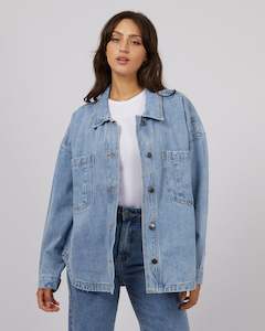 W Sweatshirts Jackets: ALL ABOUT EVE DALE SHACKET - LIGHT BLUE