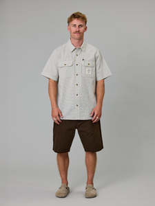 Mens: JUST ANOTHER FISHERMAN LOYALTY SS SHIRT - IVORY CHECK