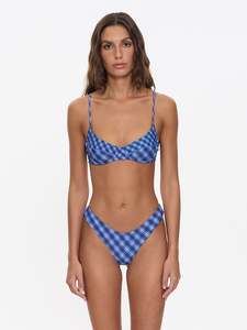 Womens: THRILLS HIGH SPEED CHECK REVERSIBLE CLASSIC BIKINI BOTTOM - GUARDIAN NAVY