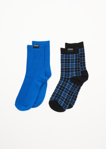 Womens: AFENDS CAMDEN CHECK SOCKS TWO PACK - MARINA CHECK